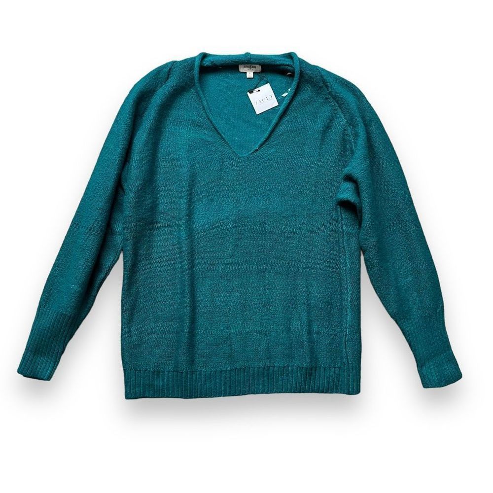 New UMGEE size medium Marlene v neck sweater teal turquoise long sleeve